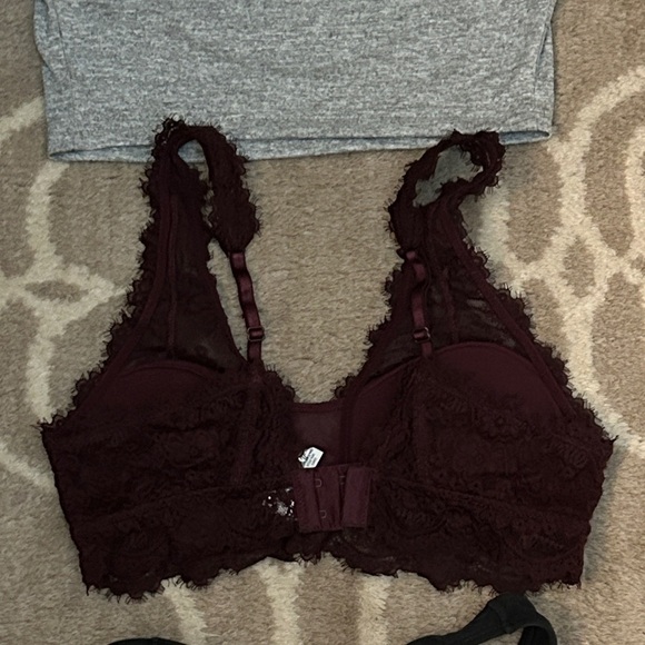 Set of 3 Aerie, SHEIN and Steve Bralettes - Gray, Burgundy, Black, size S - Picture 7 of 12